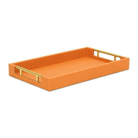 Cheungs 5823OR Lusan Vinyl Rectangular Tray, Orange Faux Shagreen