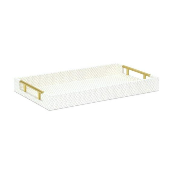 Cheungs 6058CH Mariline Elegant Fish Scale Pattern Rectangular Tray & Gold Handles, Champagne