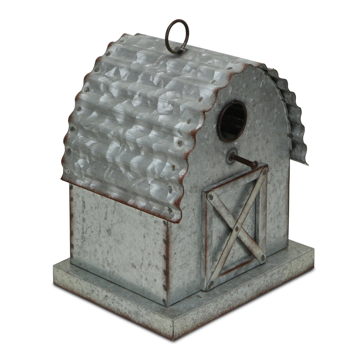Galvanized Metal Barnyard Hanging Birdhouse Decor, 8" x 10"