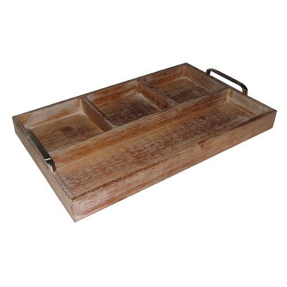 Cheungs Natural Wood Compartment Tray with Chrome Handle