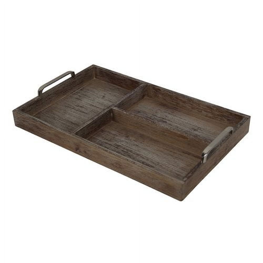 Cheungs Natural Wood Compartment Tray with Chrome Handle