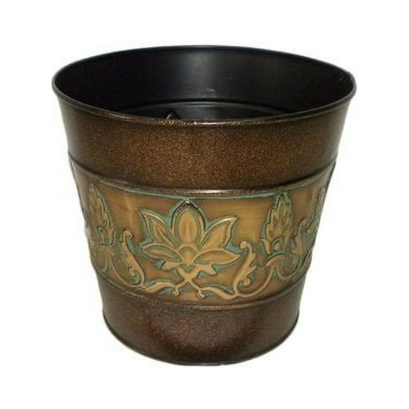 Cheungs 4766-06 7.25 in. Circular Metal Planter with Center Floral Design