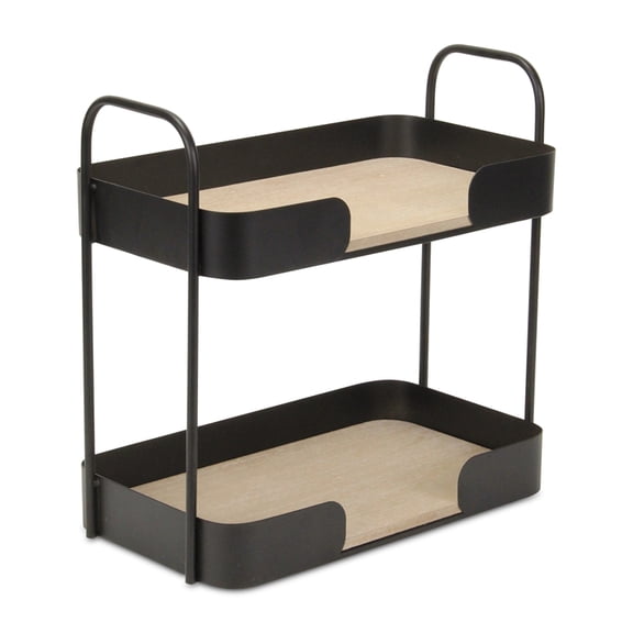 Quintelle Two Tier Wood & Metal Table Organizer