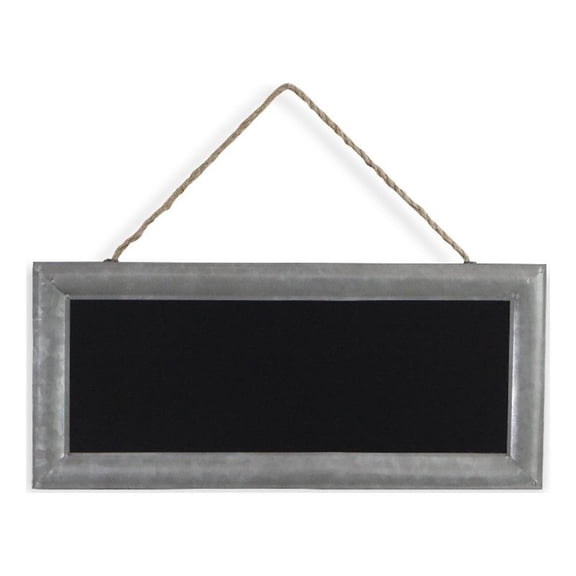 Rectangular Chalk Board with Galvanized Metal Frame and Hanging Rope