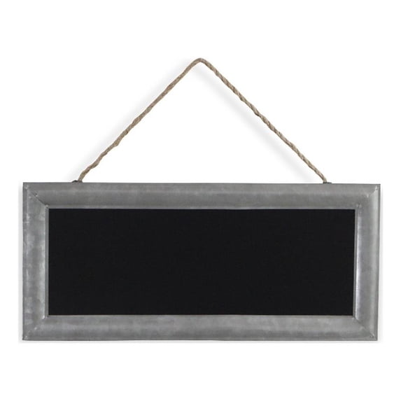 Rectangular Chalk Board with Galvanized Metal Frame and Hanging Rope