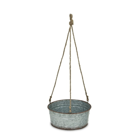 Cheungs Round Galvanized Metal Rope Hanging Metal Planter - Large