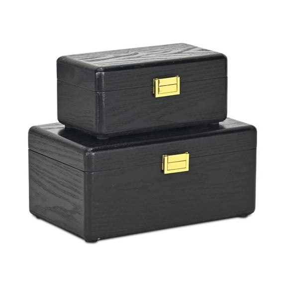 Sable Set of 2 Boxes with Gold Handles - Black