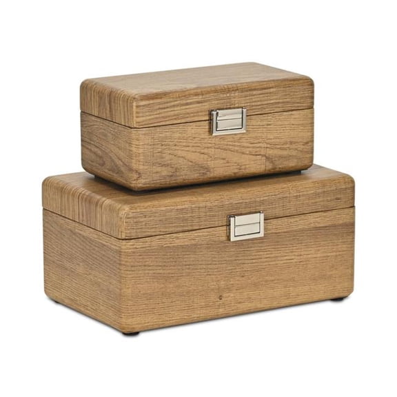 Cheungs 6148-2BR Sable Boxes with Silver Handles - Brown - Set of 2