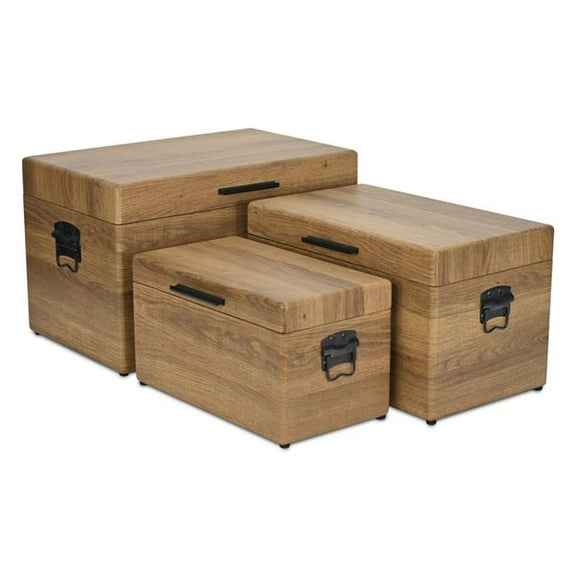 Cheungs 6145-3BR Sable Trunks with Black Handles - Brown - Set of 3