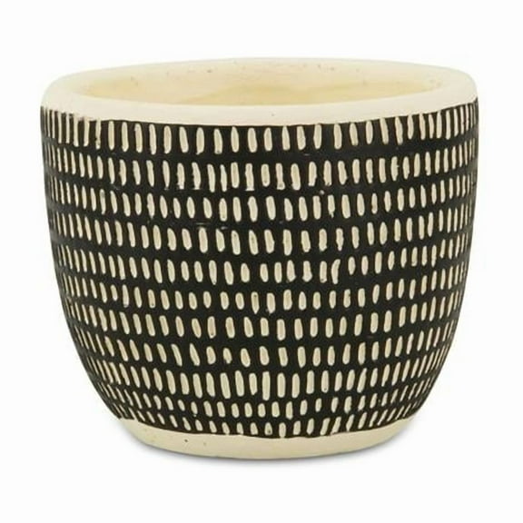 Cheungs Sankabe Black Ceramic Dotted Pattern Pottery Large