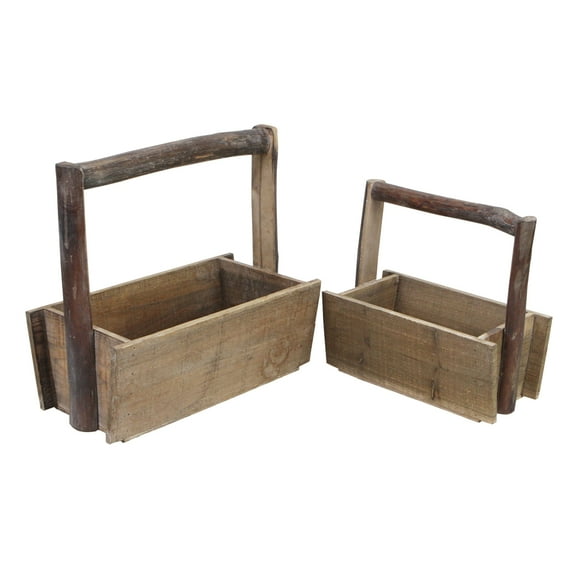 Cheungs Set Of 2 Wooden Storage With Wooden Handle