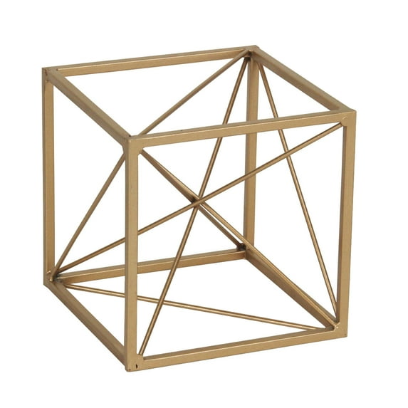Cheungs Small Decorative Golden Cube With Abstract Center Design