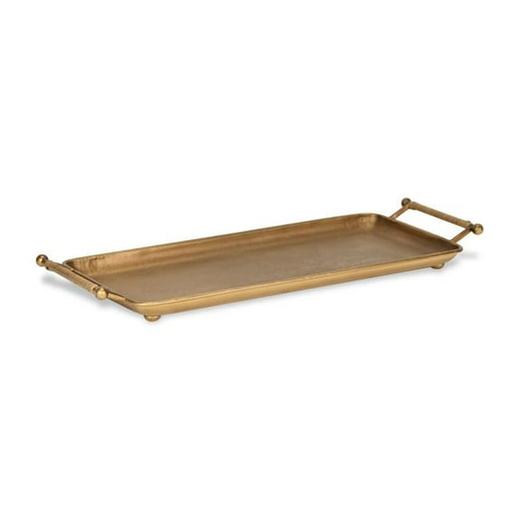 Cheungs 6151GD Syla Gold Metal Tray with Wicker Wrapped Handles
