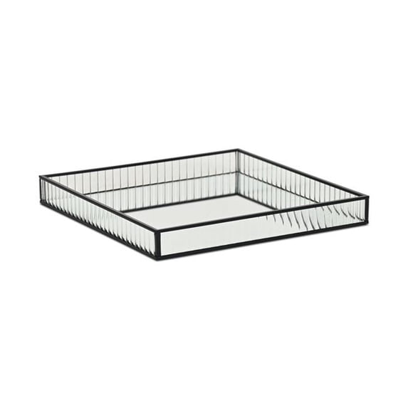 Veldra Black Square Fluted Glass Tray