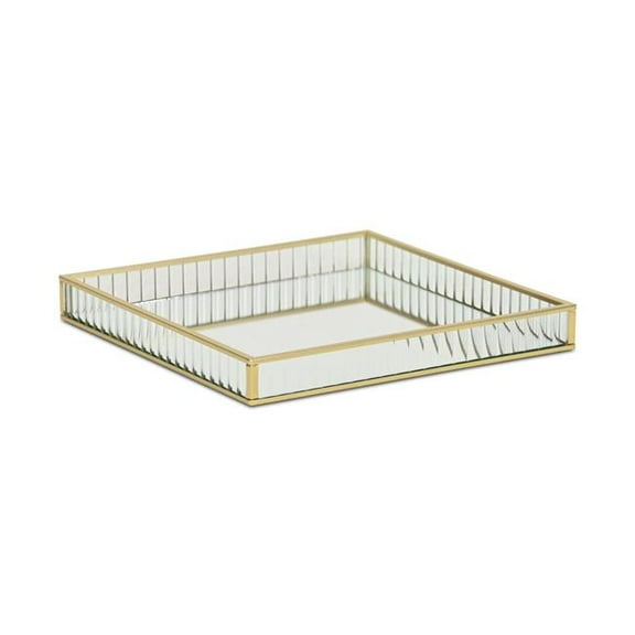 Cheungs 6137GD-S Veldra Gold Square Fluted Glass Tray - Small