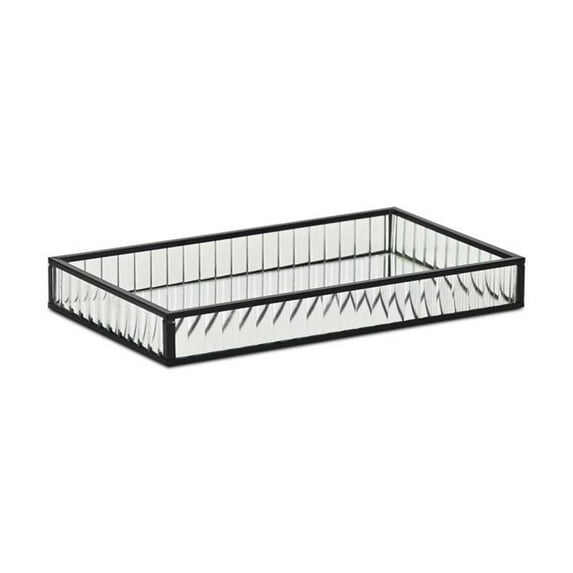 Veldra Black Rectangular Fluted Glass Tray