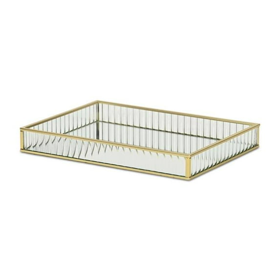 Veldra Gold Rectangular Fluted Glass Tray