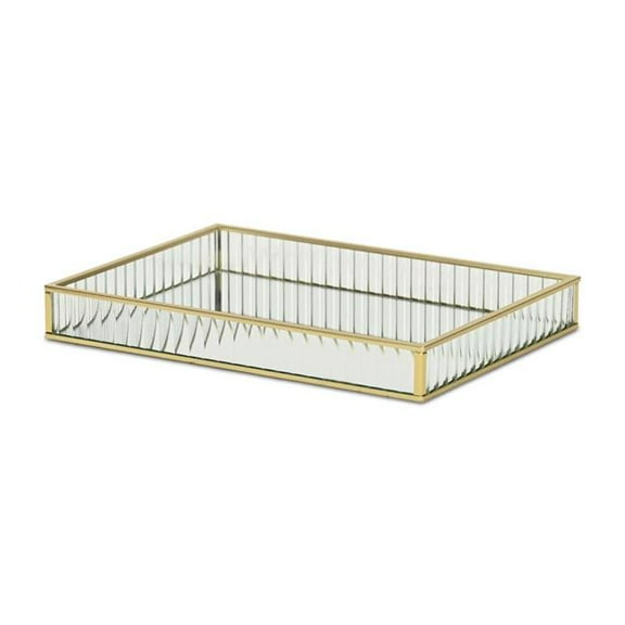 Cheungs 6136GD-S Veldra Rectangular Fluted Glass Tray, Gold - Small