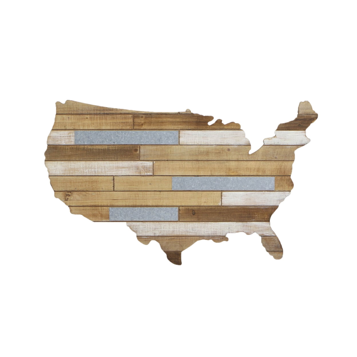 Rustic Mixed Media Wood and Metal USA Wall Art