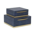thumbnail image 1 of Zynova Square Gold Accented Box Set - Blue Faux Shagreen - Gold Metal Base -, 1 of 13