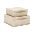 thumbnail image 1 of Zynova Square Gold Accented Box Set - Cream Faux Shagreen - Gold Metal Base -, 1 of 13