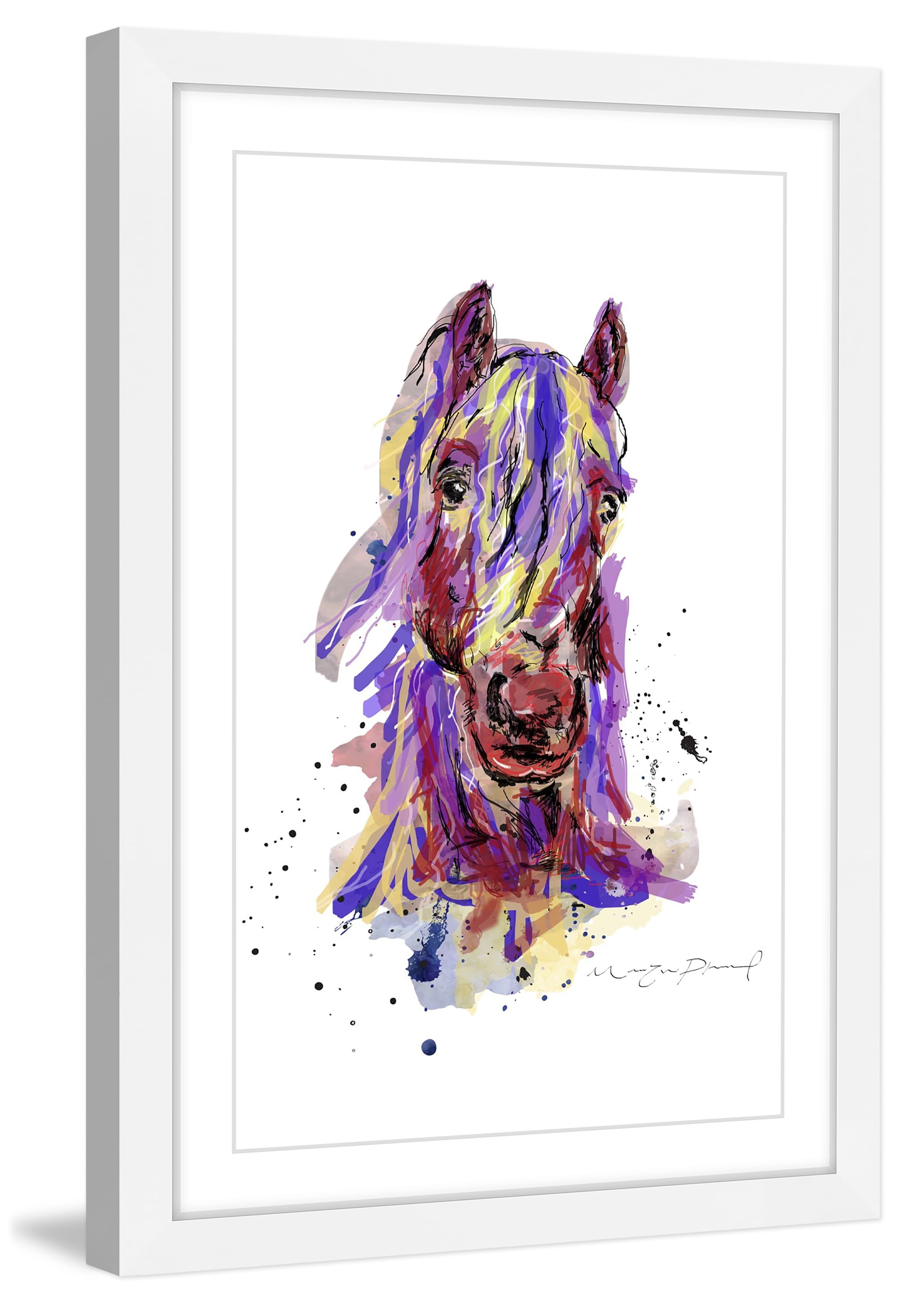 "Cheval" Framed Painting Art Print, 12" x 1.5"