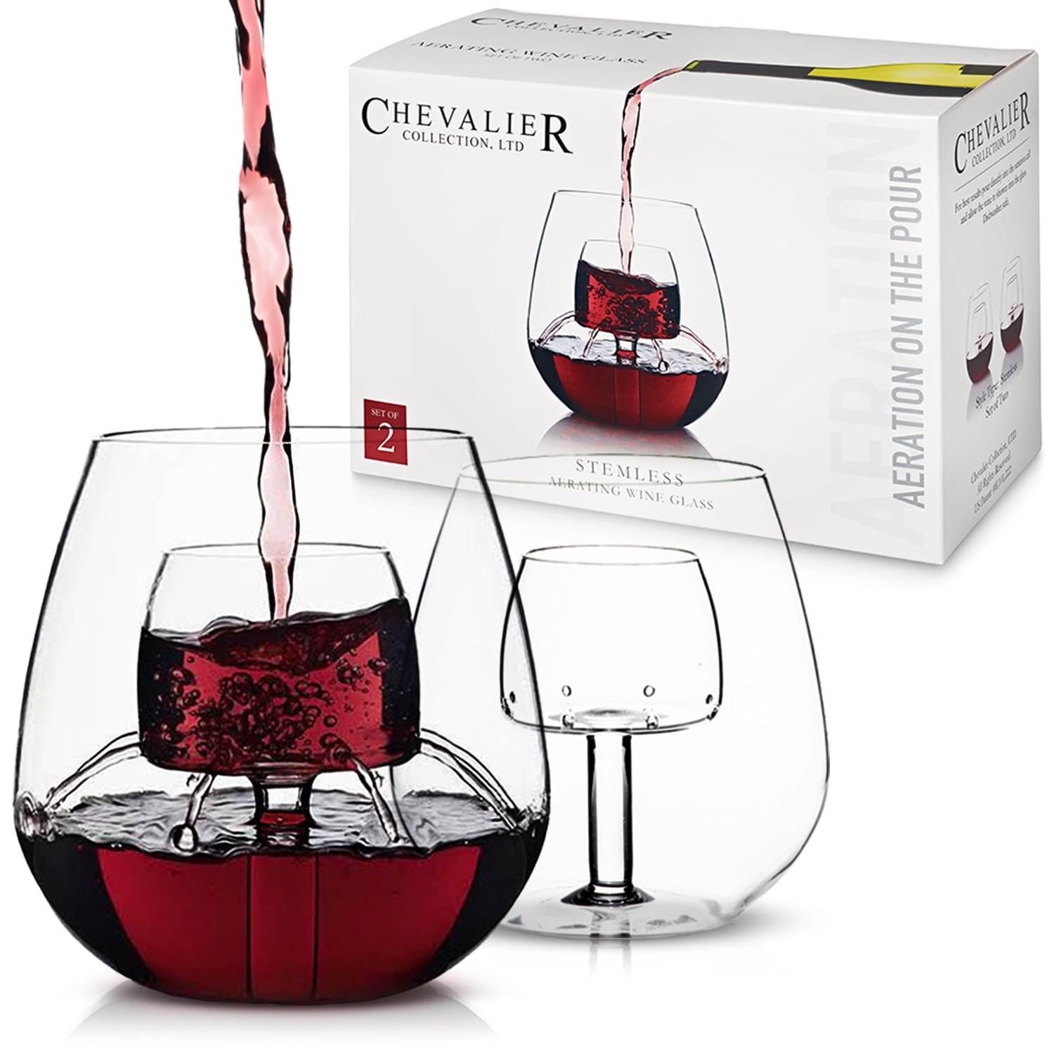 Ello Cru Stemless Wine Glass Set with Silicone Protection, 4 Pack, Paloma 