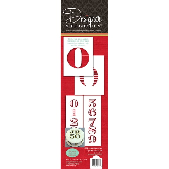 Chevalier Stripe Numbers Cake Stencil Set by Designer Stencils