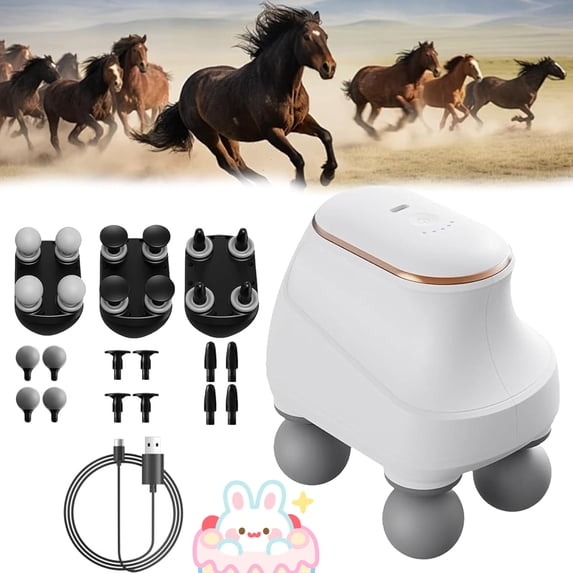 Chevaroo 4 Heads Massager, Chevaroo Horse Massager - 5 Adjustable Levels, Interchangeable Head for Customized Massage, 2026 New 4 Heads Massage Tool, Perfect for You and Your Horse (White)