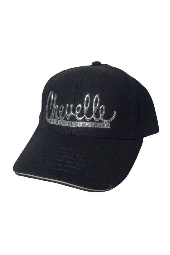 Chevelle By Chevrolet Liquid Metal Logo Black Cap Hat Official Licensed