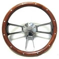 thumbnail image 1 of Chevelle, El Camino Chrome & Real Mahogany Steering Wheel, SS Logo Engraved Horn, 1 of 1