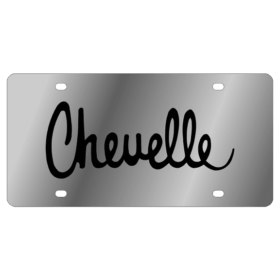 Chevelle Retro Script 3D Emblem Mirrored Chrome License Plate Official Licensed