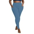 thumbnail image 1 of Cheveni Plus Size Leggings for Women with Pockets X-4XL High Waist Stretchy Womens Soft Pants Workout Yoga Light Blue 3XL, 1 of 7