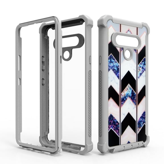 Cheveron Marble Case for LG Stylo 6 LMQ730 Full Body Phone Cover Hybrid Military Grade Dual Layer Defender Shockproof Protective Heavy-Duty Cases
