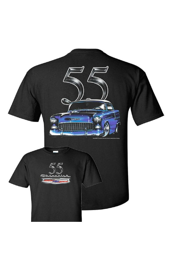 Chevrolet 1955 Bel Air/210 Mens Black T shirt Licensed Hot Rod