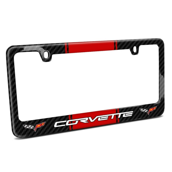 Chevrolet 2005 Corvette C6 Dual Logo racing Stripes Metal License Plate Frame