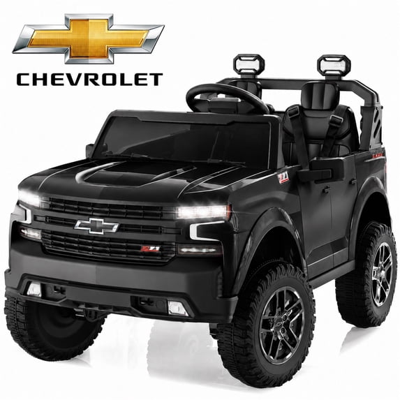 Conchico Licensed Chevrolet Silverado 24V 2 Seater Powered Ride-On Truck w/Remote & Durable Wheels, Black