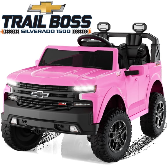24V Ride on Toys for Big Kids, Chevrolet Silverado Ride on Car with Remote Control, Electric Car for Kids 2 Seater, Battery Powered Car with 4 Wheels Suspension, Bluetooth for Girls 3-8, Pink