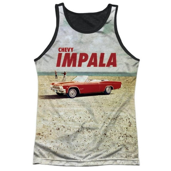 Tank Top: Chevy- Impala At The Beach Black Back Apparel Tank Top - Sublimation