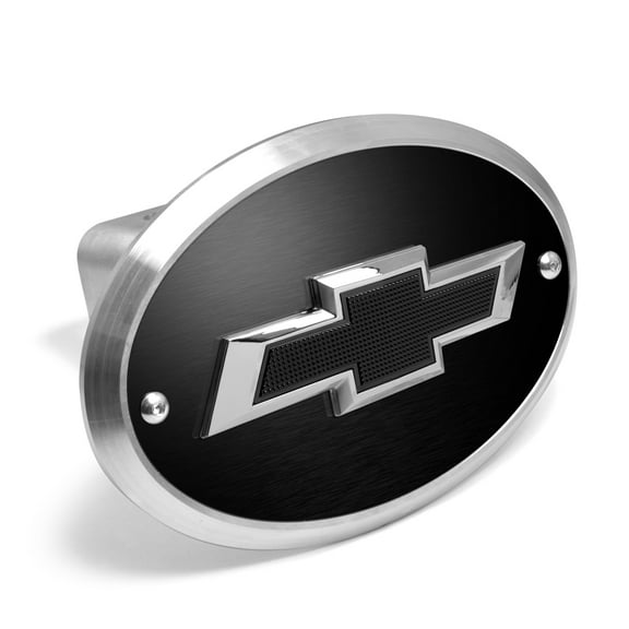 Chevrolet Black 3D Logo on Black Oval Billet Aluminum 2 inch Tow Hitch Cover