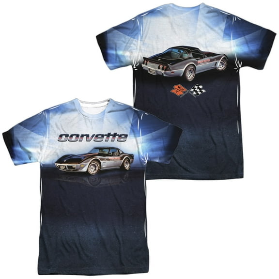 Chevrolet Blue Vette Check Flag Unisex Adult Sublimated Costume T Shirt (Front/Back), 3X-Large