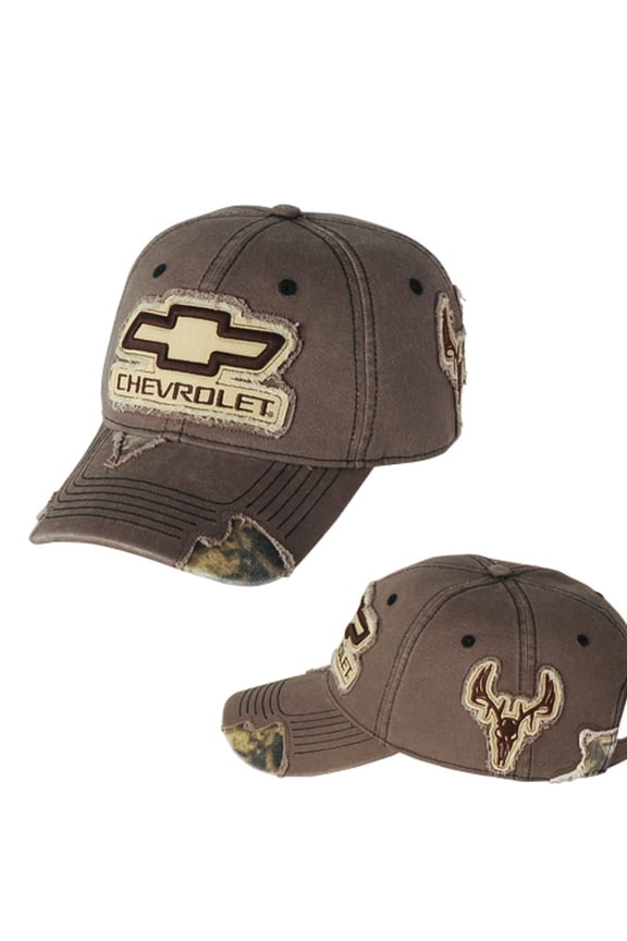 Chevrolet Bowtie Frayed Patch Camo Buck Brown Hat - Adult