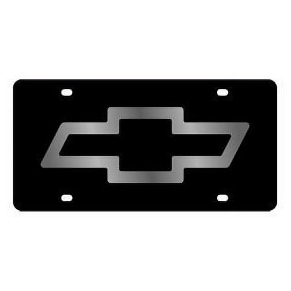 Chevrolet Bowtie License Plate on Black Steel