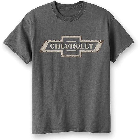 Chevrolet Bowtie Rusty T-Shirt - Chevy Vintage Shirt - Officially Licensed by GM as1, Alpha, m, Regular, Regular Charcoal