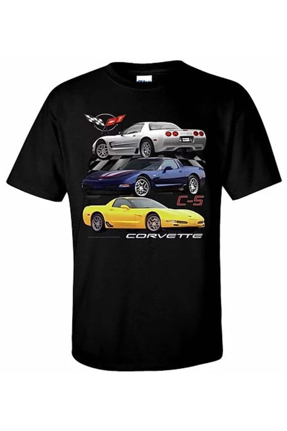 Chevrolet C 5 Corvette Men's Black T Shirt Licensed