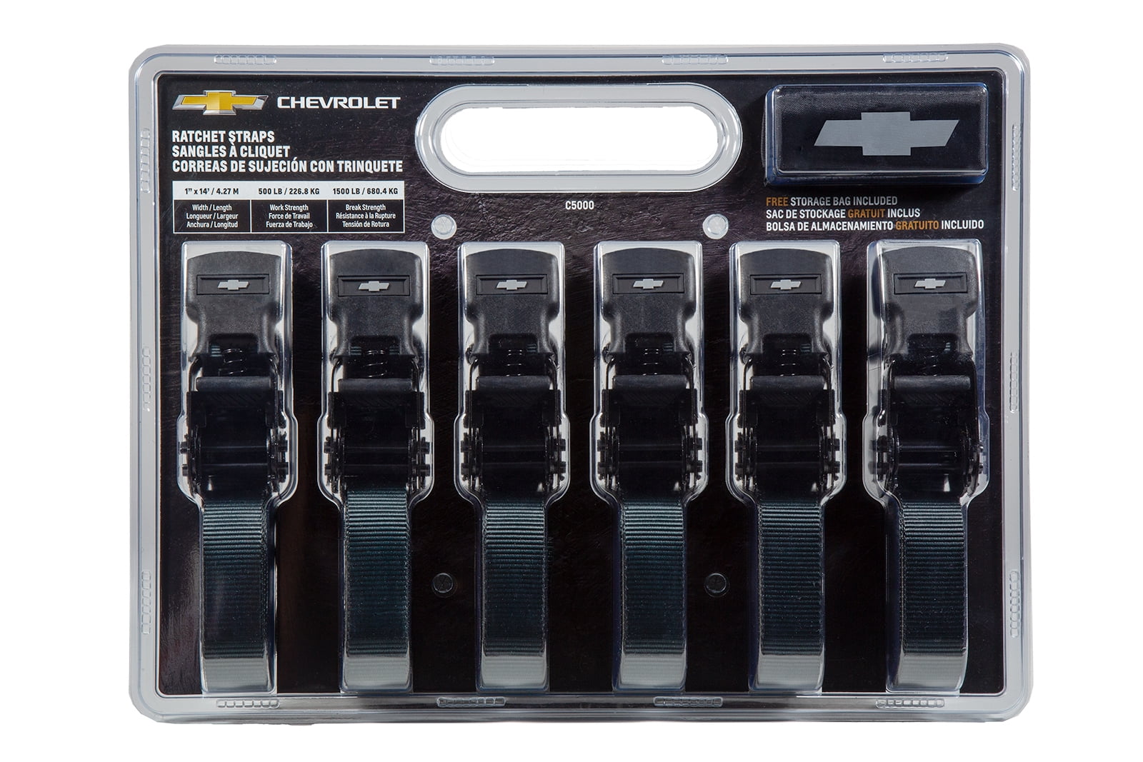 Chevrolet 14 ft. x 1 in. Ratchet Strap Kit (6 Pc) - 1500 LB Break Strength