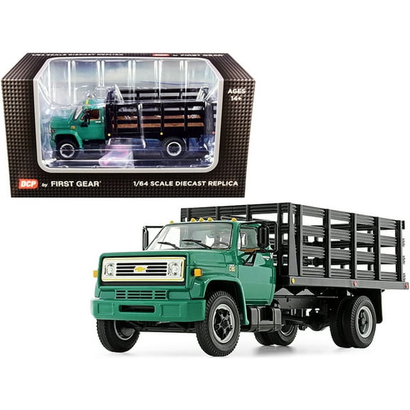 Chevrolet C65 Stake Truck Green And Black 1/64 Diecast Model By Dcp/first Gear 60-0918