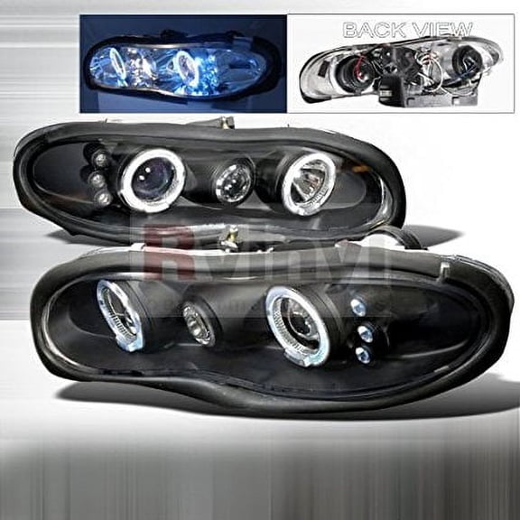 Chevrolet Camaro 1998 1999 2000 2001 2002 LED Halo Projector Headlights - Black Smoke