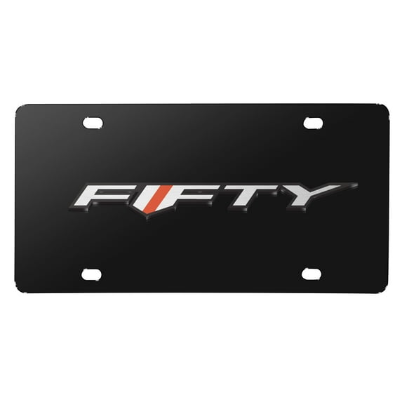 Chevrolet Camaro 50 Years 3D Logo Black Metal License Plate