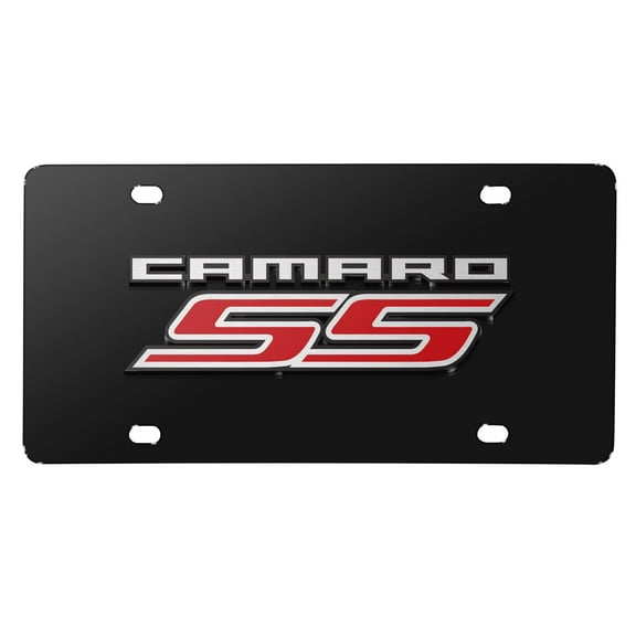 Chevrolet Camaro SS 3D Logo Black Metal License Plate